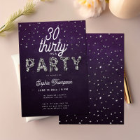 Eleganter Rhinestones Glitzer Lila 30. Geburtstag