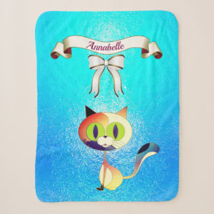 Eleganter Ribbon-Cartoon Cat Name Personalize Sherpadecke