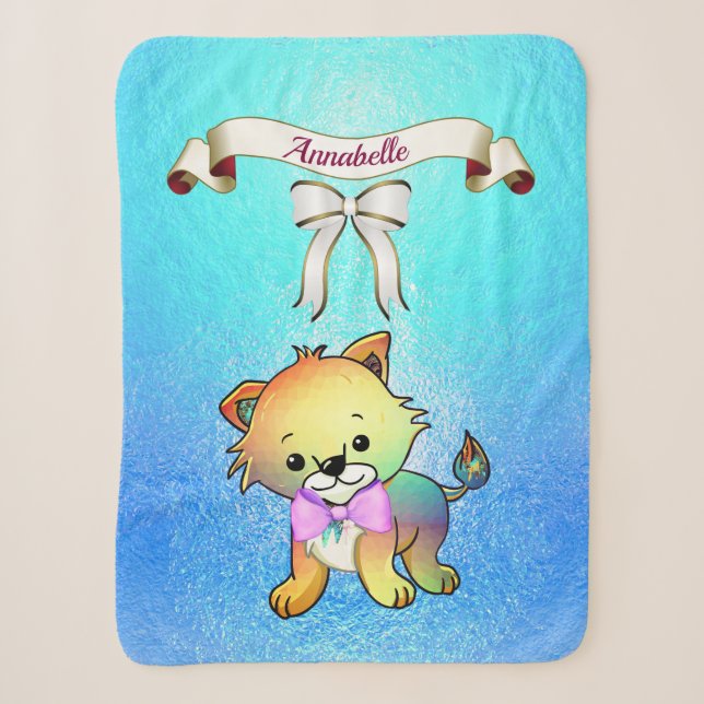 Eleganter Ribbon Cartoon Tiger Name Personalize Sherpadecke (Vorderseite)