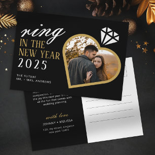 Eleganter Ring in der Neujahrsweihnacht der Verlob Feiertagspostkarte