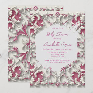 Eleganter Rokoko Girl Baby Shower Einladung