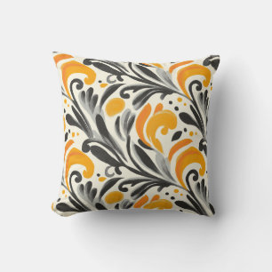 Eleganter Rokoko Inspiriert Orange und Black Desig Kissen