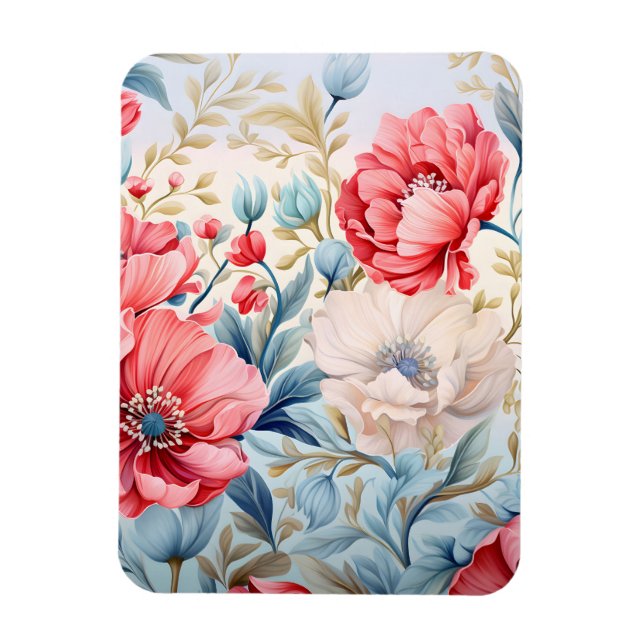 Eleganter Romantischer Blumen Botanischer Garten Magnet (Vertikal)