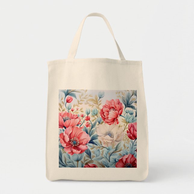 Eleganter Romantischer Blumen Botanischer Garten Tragetasche (Vorne)