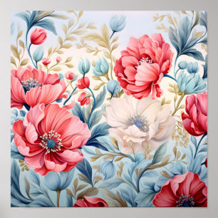 Eleganter Romantischer Blumenbotanischer Garten Poster