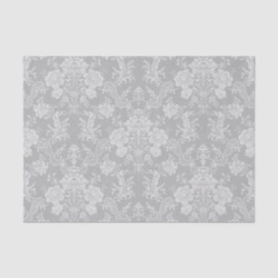 Eleganter Romantischer Chic Floral Damask-Gray Seidenpapier