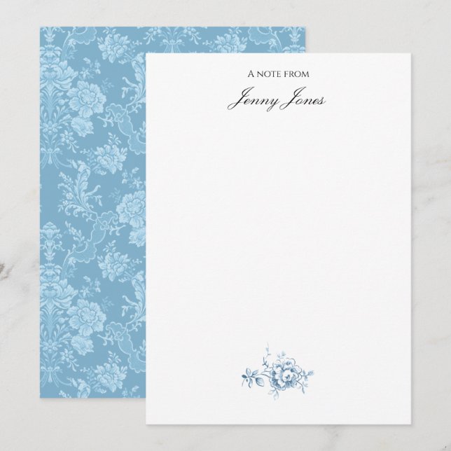 Eleganter Romantischer Chic Floral Damask-Pastel B Mitteilungskarte (Vorne/Hinten)