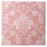Eleganter romantischer Chic Floral Damask-Pastel P Fliese<br><div class="desc">Elegantes,  Vintag inspiriert Blumendstaubdesign mit schicken,  monochromen hellen,  pastellrosa Blume,  grünen Rollen und Taschen von zarten Lakiebändern. Dieses Muster ist nahtlos und kann nach oben oder unten skaliert werden.</div>