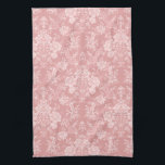 Eleganter romantischer Chic Floral Damask-Pastel P Geschirrtuch<br><div class="desc">Elegantes,  Vintag inspiriert Blumendstaubdesign mit schicken,  monochromen hellen,  pastellrosa Blume,  grünen Rollen und Taschen von zarten Lakiebändern. Dieses Muster ist nahtlos und kann nach oben oder unten skaliert werden.</div>