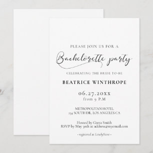 Eleganter romantischer Kalligraphie-Junggeselinnen Einladung