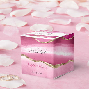 Eleganter rosa Achatstein mit goldenem Glitter-Hoc Geschenkschachtel