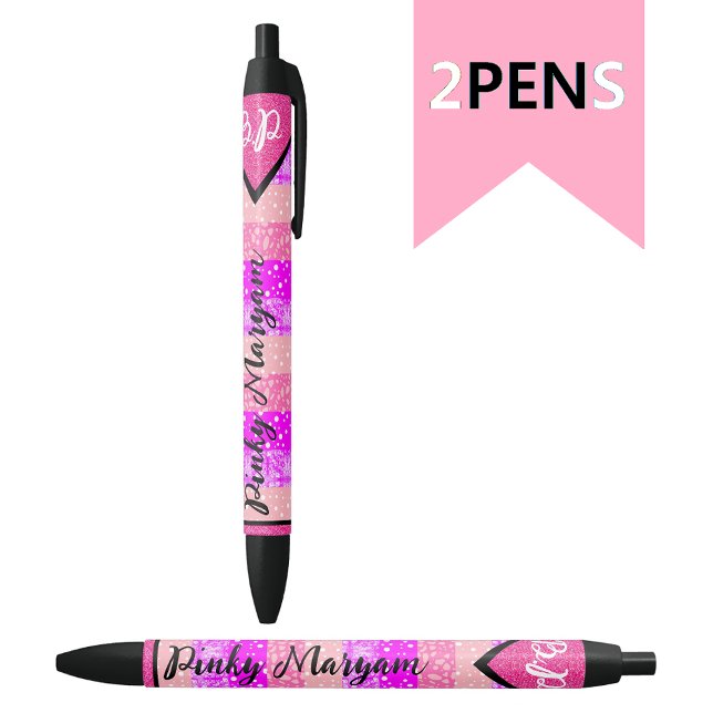 Eleganter rosa Anfangsmonogramm Name für Mädchen,  Kugelschreiber (Stylish girl pens)