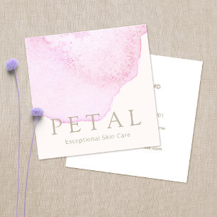 Eleganter Rosa Aquarellfarben Blume Petal Skin Car Quadratische Visitenkarte