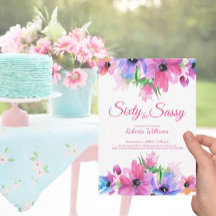 Eleganter rosa Aquarellfarben Floral 60. Geburtsta