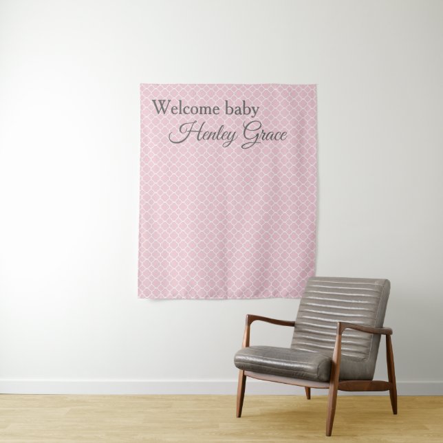 Eleganter rosa Baby-Duschen-Fotohintergrund Wandteppich (Beispiel)
