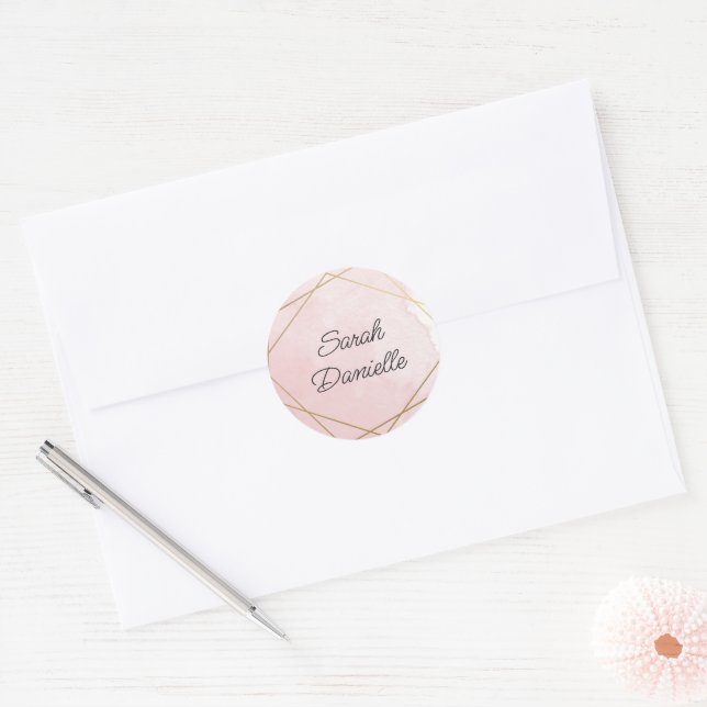 Eleganter rosa Bat Mitzvah Personalisierter Sticke Runder Aufkleber (Umschlag)