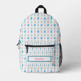Eleganter rosa blauer Monogramm-Mustername Bedruckter Rucksack