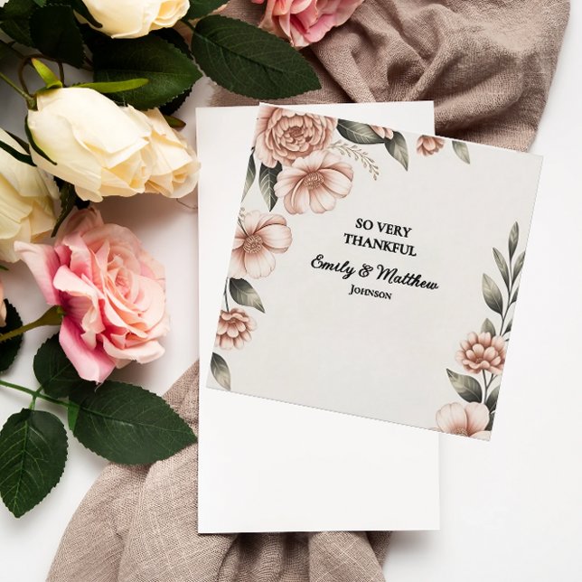 Eleganter rosa Blume Designer Danke Karte (Von Creator hochgeladen)