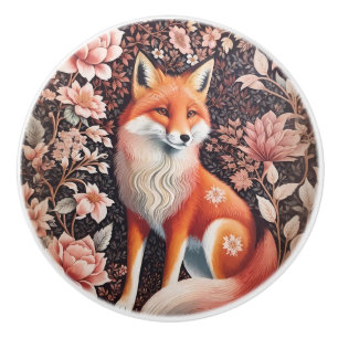 Eleganter Rosa Blumen-Fuchs, inspiriert von Willia Keramikknauf