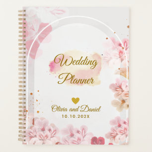Eleganter Rosa Blumen Organizer Hochzeit Planer