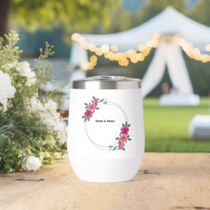 Eleganter rosa Blumenkranz mit individuellem Namen