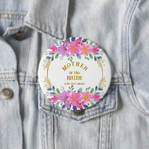 Eleganter rosa Blumenkranz Mutter der Braut Button