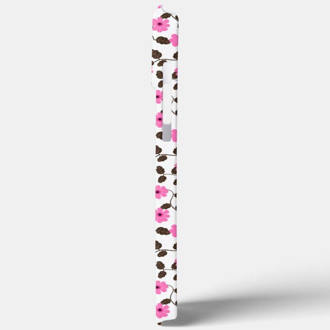 Eleganter rosa Blumenmuster iPhone Case (Rückseite / Links)
