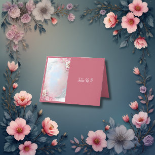 Eleganter rosa Blumenrahmen Weich Pastellfarben Ho Dankeskarte