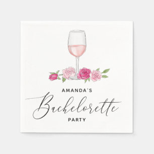 Eleganter Rosa Blumenwein Junggeselinnen-Abschied Serviette