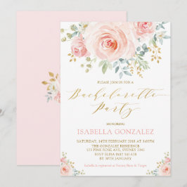 Eleganter Rosa Blush Gold Bloral Junggeselinnen-Ab Einladung