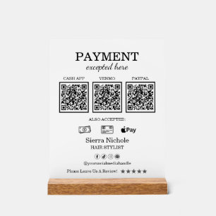 Eleganter Rosa Blush QR Code Zahlung Acrylschild