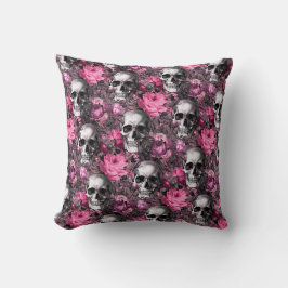 Eleganter rosa Blütenschädel Kissen
