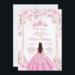 Eleganter rosa Blütenschmetterling Prinzessin Quiñ Einladung<br><div class="desc">Elegant Rosa Bläserschmetterling Prinzessin Quiñceanera Einladung Mis Quince 15 Anos,  16. Geburtstag, </div>