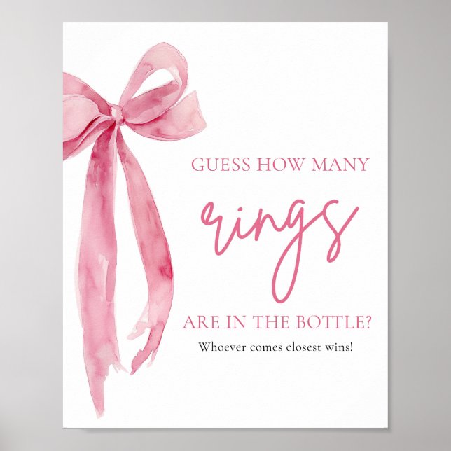 Eleganter Rosa-Bow rät wie viele Rings-Spiel Poster (Vorne)