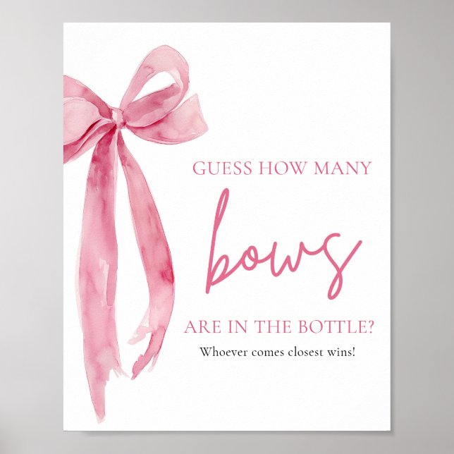 Eleganter Rosa-Bow schätzt, wie viele Bows Spiel Poster (Vorne)