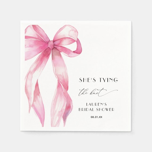 Eleganter rosa Bow verbindet das Brautparty des Kn Serviette (Vorderseite)
