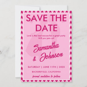 Eleganter Rosa Chevron-Streifen QR-Code Save The Date