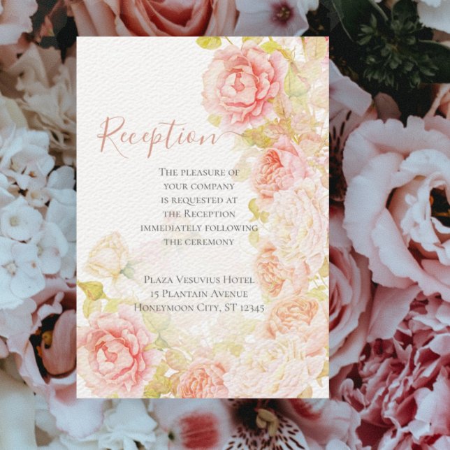 Eleganter Rosa Coral Secret Rose Garden Wedding In Einladung (Von Creator hochgeladen)