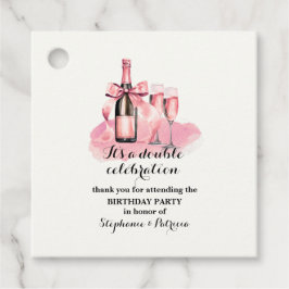 Eleganter rosa Doppelfeier Geburtstag Geschenkanhänger