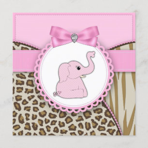 Eleganter Rosa-Elefanten-Baby-Shower Einladung