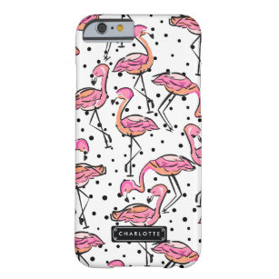 Eleganter rosa Flamingo Dalmatiner Dots Personalis Barely There iPhone 6 Hülle