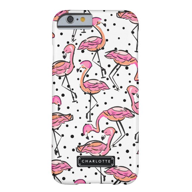 Eleganter rosa Flamingo Dalmatiner Dots Personalis Case-Mate iPhone Hülle (Rückseite)