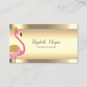 Eleganter Rosa Flamingo Goldstreifen Visitenkarte