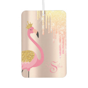 Eleganter Rosa Flamingo, Rose Gold, Glitzer Tropfe Autolufterfrischer