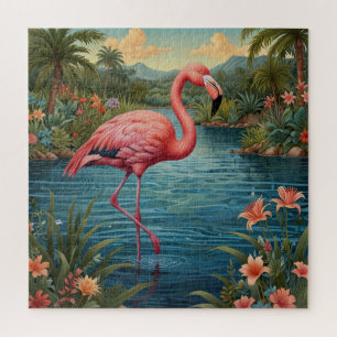 Eleganter rosa Flamingo tropisches Paradies