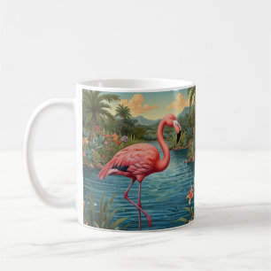 Eleganter rosa Flamingo tropisches Paradies Kaffeetasse
