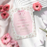 Eleganter Rosa Flora und Bow Girl Geburtstag Einladung<br><div class="desc">Elegante Rosa Blütenflora und Bow Girl Geburtstagseinladung. Matching-Elemente verfügbar.</div>