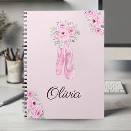 Eleganter rosa Floral Ballerina Personalisierter N Notizblock