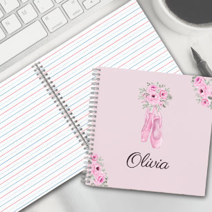 Eleganter rosa Floral Ballerina Personalisierter N Notizbuch