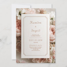 Eleganter Rosa Floraler Bronze Ticketrahmen Hochze